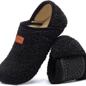 Unisex Indoor House Slippers Cozy Socks Slip-On Non-Slip Rubber Sole